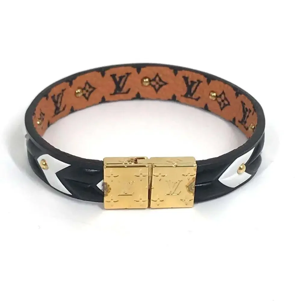 LOUIS VUITTON Black Monogram Canvas Charm Bracelet